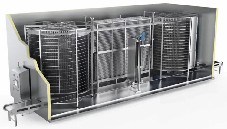 Double spiral quick freezing machine